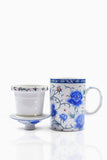 Ornate Tea Infuser Mug with Strainer and Lid