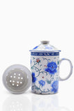 Ornate Tea Infuser Mug with Strainer and Lid